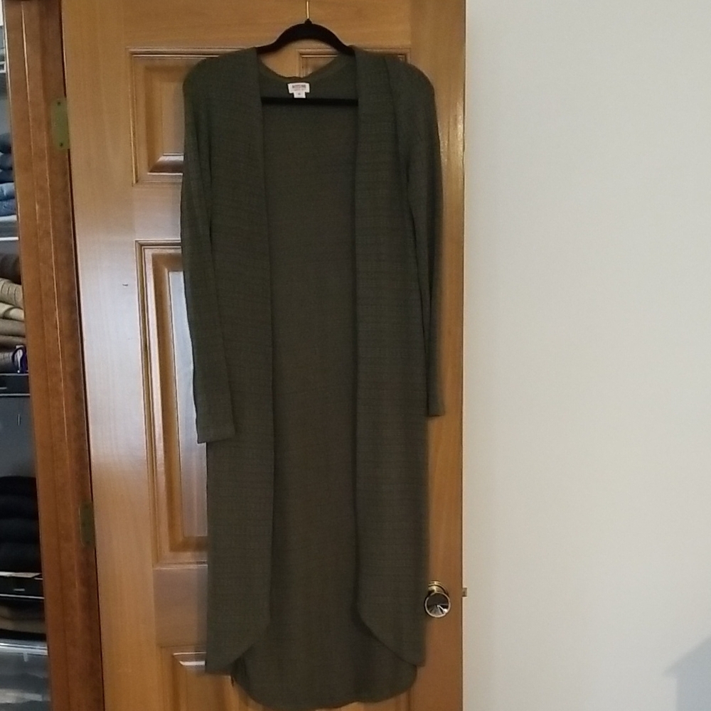 Long Olive Green Cardigan XS